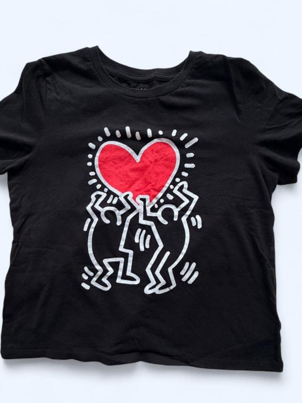 Gap x Keith Haring Black Heart Graphic Shrunken Baby Tee S